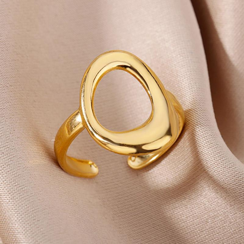 Stainless Steel Rings for Women Vintage Gold Color Geometric Ring Female Male Luxury Aesthetic Jewelry Accessories Gifts