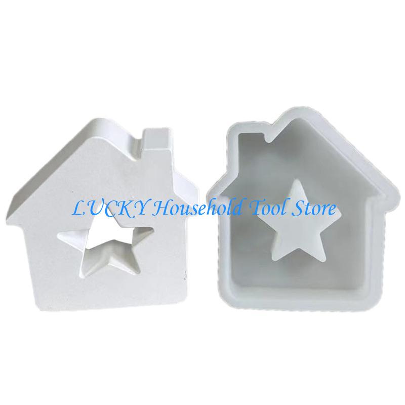 J0MC Star House Molds Love Heart House Resin Molds for Making Cake Fondant Room Decorations Gypsum Ornaments
