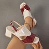 Fashion Sandals Thick Middle Heel Summer Shoes for Women Casual Outside Wear Colour Blocking Large Size Women's Shoes Peep Toe Sandales