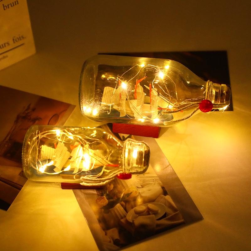 Creative Light-Up Mediterranean Sailboat Wish Bottle - Glass Gift for Birthdays & Graduations