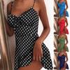 Women's Summer Fasion Polka Dot Printed Chest Lace Sexy Slim Sling Dress