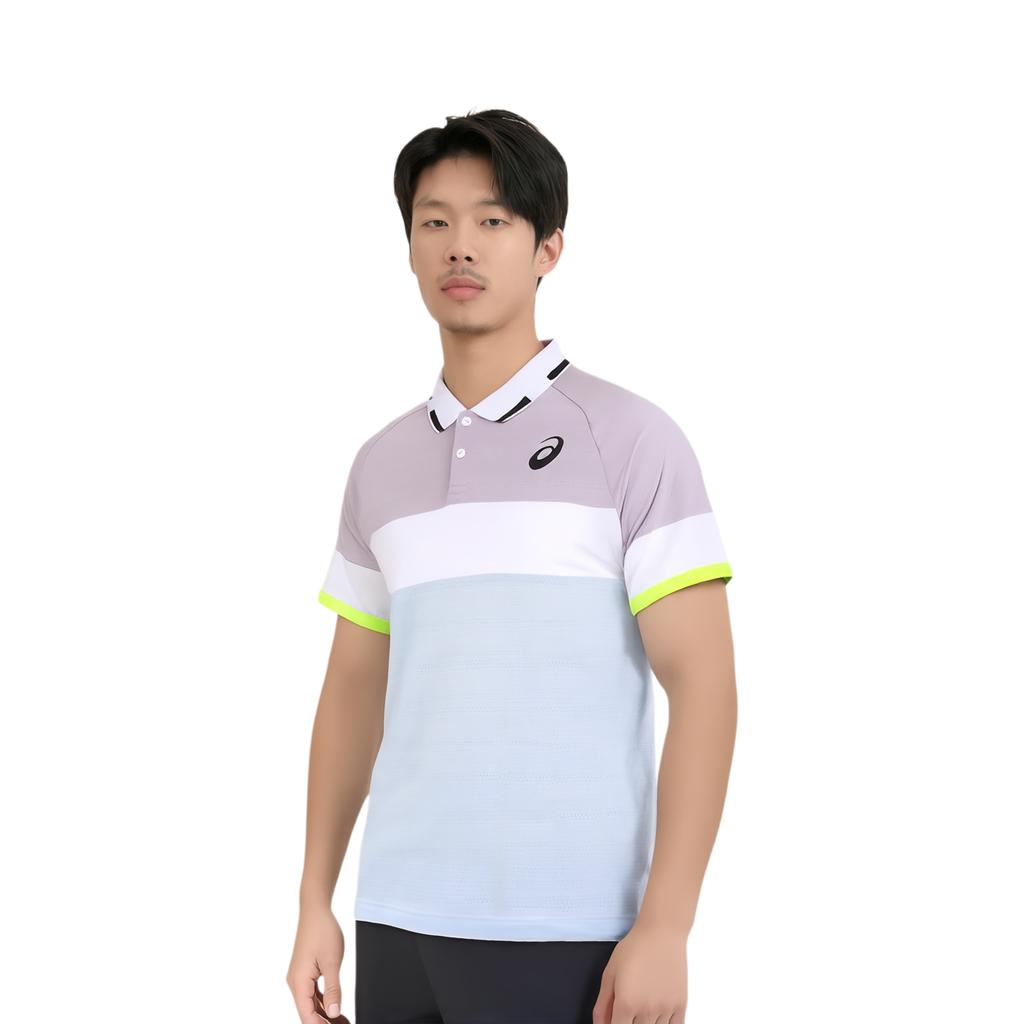 Asics Soft Comfortable Breathable Versatile Short Sleeve Polo Shirt Men Tops Light-Purple 2041A246-501