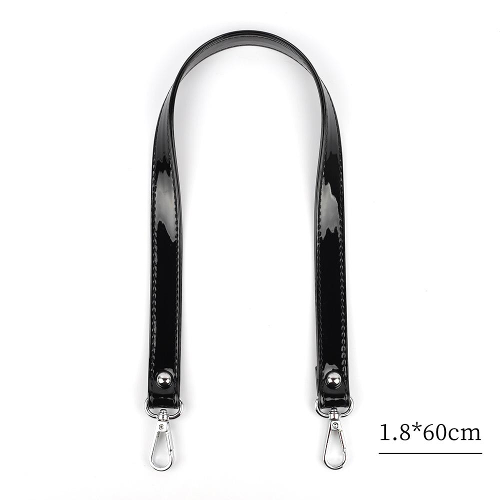 Black Glossy Short Bag Strap With Silver Gold Black Hardware Short Shoulder Strap Handbag Strap PU Leather Bag Accessories