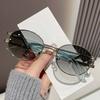 Oval Sunglasses Women Metal Steampunk Fashion Shades UV400 Protection Gradient Pink Lens Round Frame