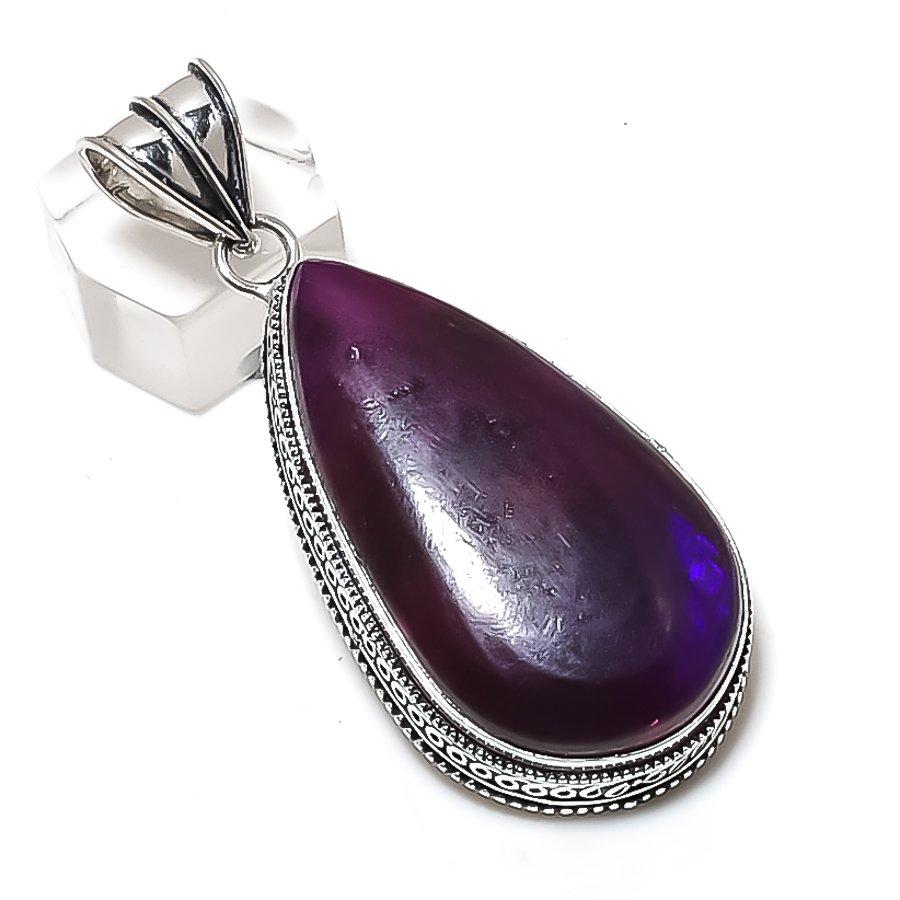 

Natural Pink Labradorite Gemstone 925 Sterling Silver Jewelry Pendant 2.48 m9I80