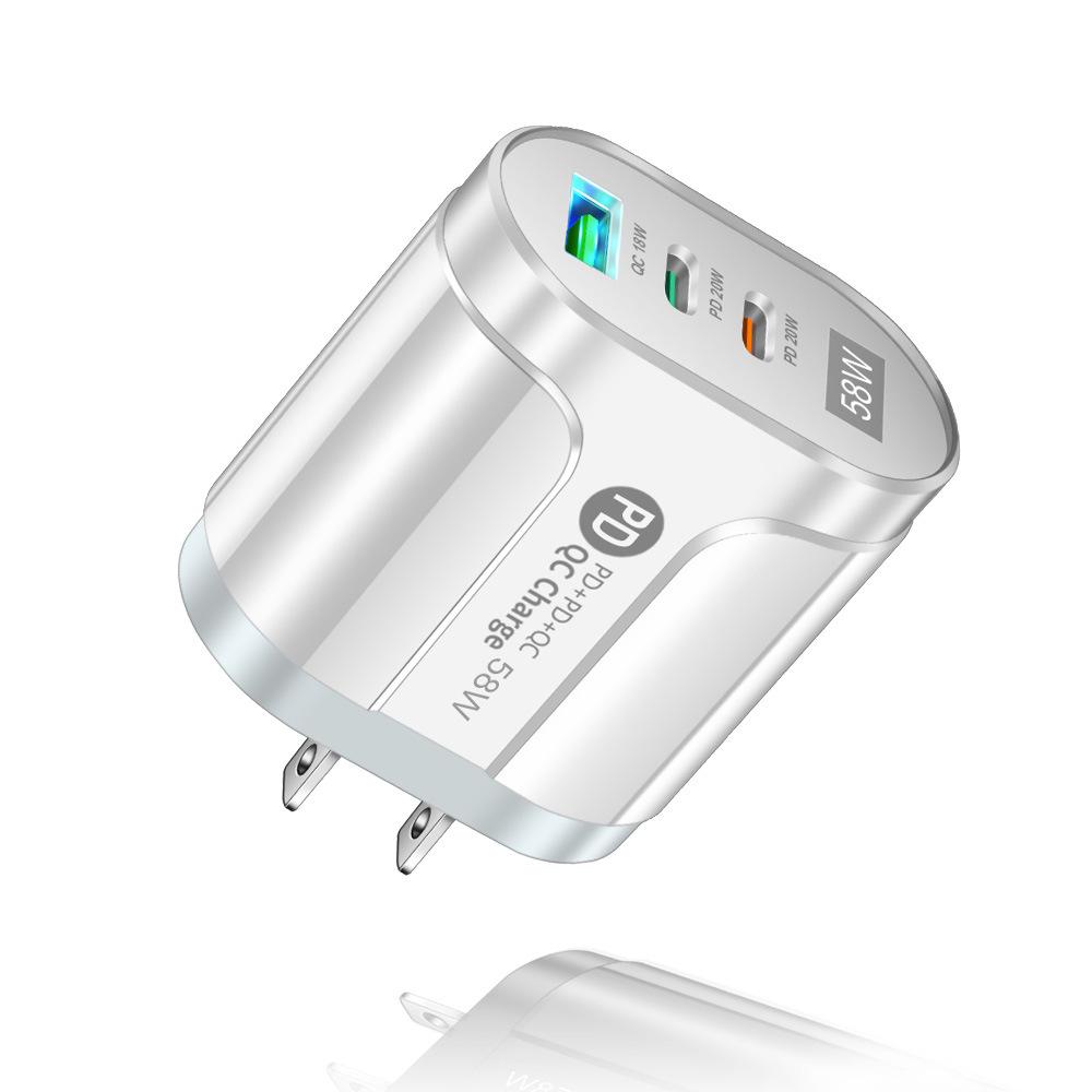 58W Multi-Plug Fast Charger with Dual USB & Type-C PD Ports