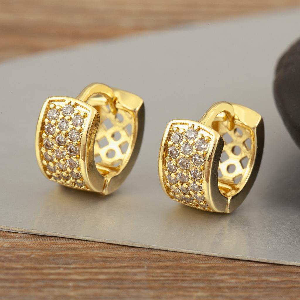 Nidin Hot Sale S/M/L Sizes Cubic Zirconia Geometry Circular Hoop Earrings For Women Female Trendy Temperament Ear Jewelry Gifts