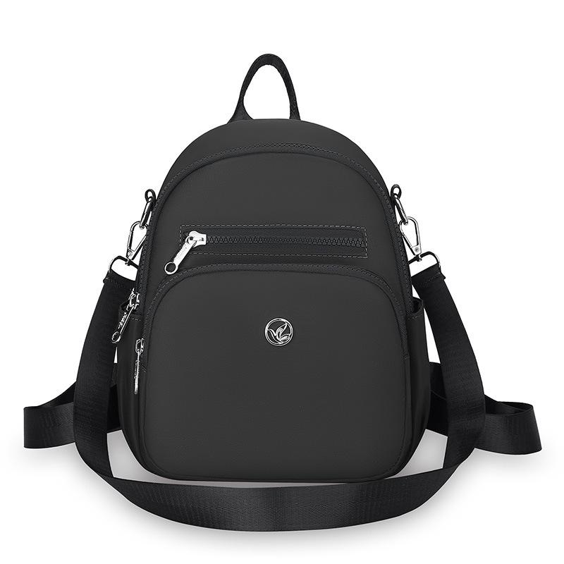 Women's Solid Color Backpack Lightweight Student Schoolbag Multifunctional Crossbody Shoulder Handbag