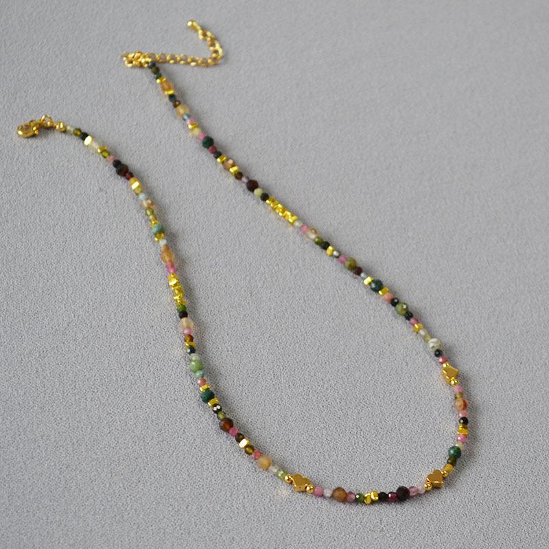 Colorful Tourmaline Heart Necklace - Japanese & Korean Inspired High-End Design