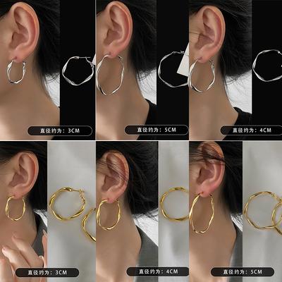 Metallvridna geometriska örhängen kall vind enkla modeörhängen personlighet temperament hög känsla mångsidiga örhängen