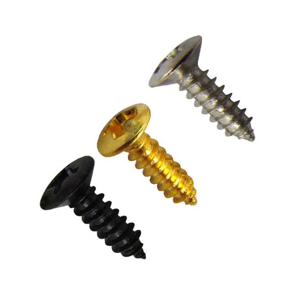 50 Stück/Set Gold Schwarz Silber Elektrische Gitarre Bass Schlagbrett Abdeckplatte Schrauben Für Gitarre Bass Metall Befestigungsschraube Großhandel
