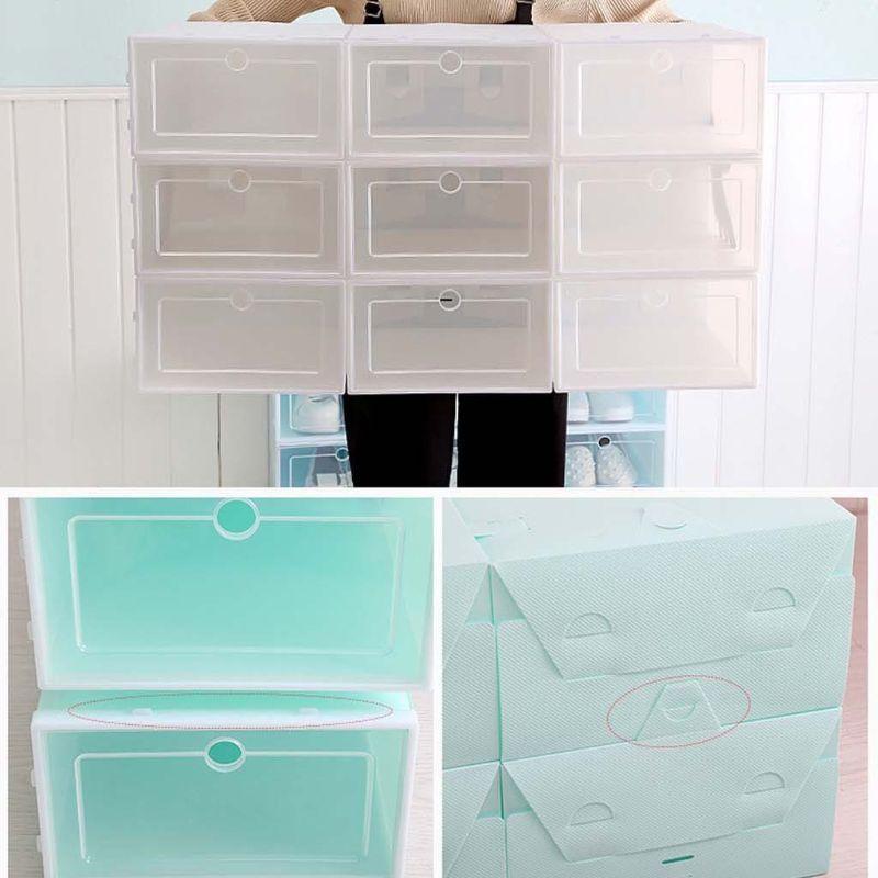 6Pcs Plastic Shoe Box Stackable Foldable Shoe Drawer Storage for Case top sale