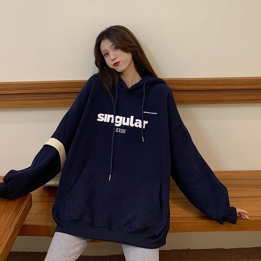 Women's Hooded Long Sleeve Oversized Sweatshirt Loose Fit Casual Pullover Top