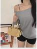 Dark Blue Off-the-Shoulder Long-Sleeve Women's Slimming Autumn Top