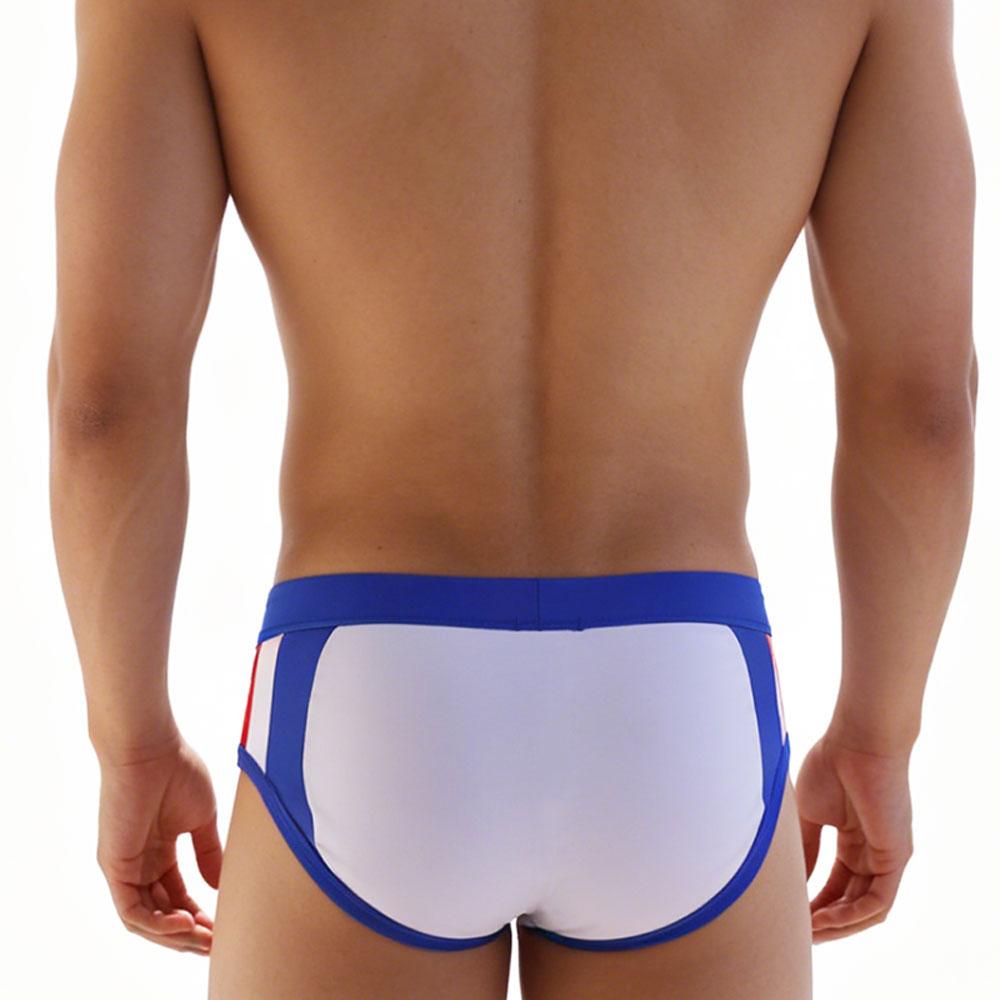 Heren Laag Uitgesneden Zwembroek Nylon Mesh Paneel Sneldrogend Elastische Contour Zakje Sexy Kleurblok Zwemkleding Voor Mannen