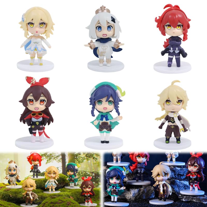 Cute Character Genshin Impact Blind Box Anime Game PC Case Gifts 6 Genshin Impact Figures In a Single Total of 6 [KRGNPLE] Figures, Accessories,