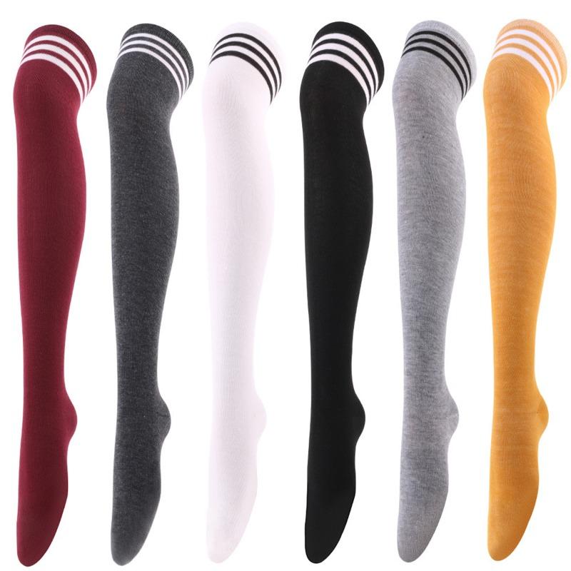 Women Over Knee Thigh High Socks Academic Style solid corlor Long Socks Over The Knee Stockings For Ladies Girls
