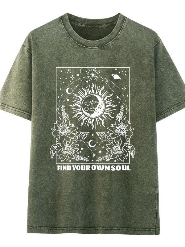 Women s Washed Distressed Heavyweight Cotton Short-Sleeve T-Shirt - Trendy Retro Summer Loose Top M темно-зеленого