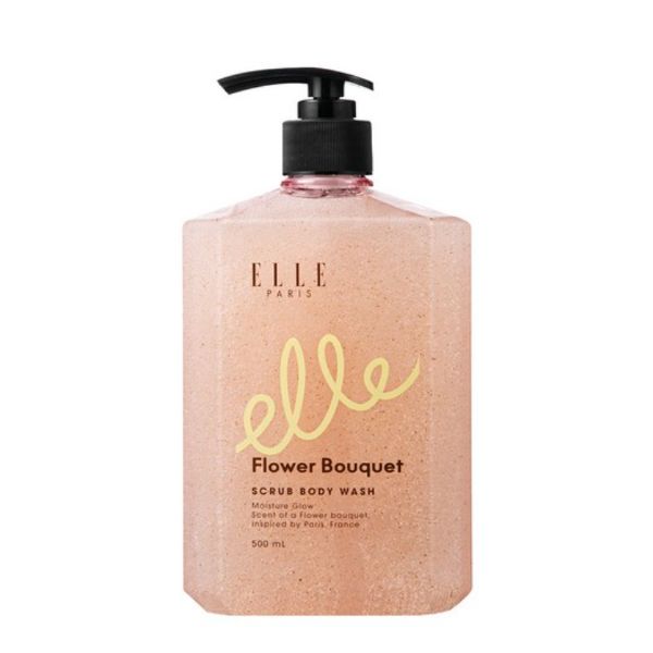 ELLE PARIS Scrub Body Wash Flower Bouquet Scent Exfoliating Shower Gel 500ml