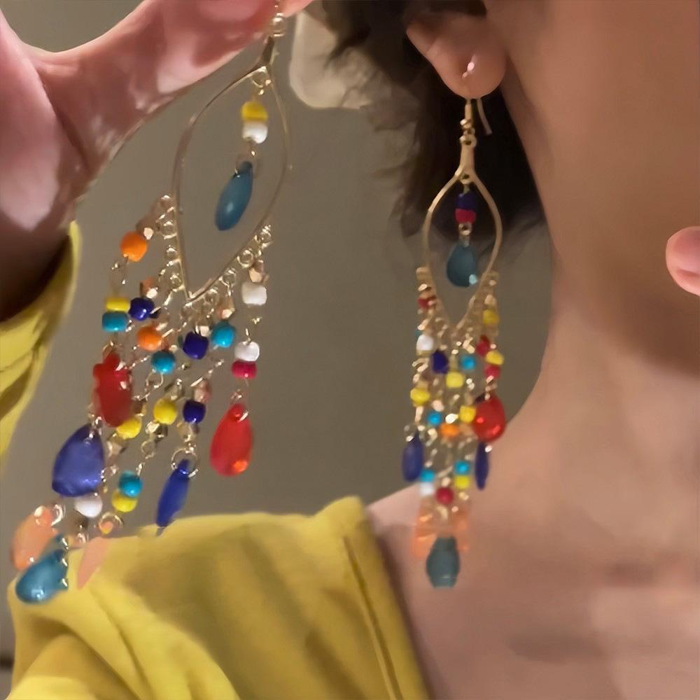 Retro Ethnic Bell Tassel Earrings: Exquisite, Fashionable Dangle Design with Light Luxury Appeal.