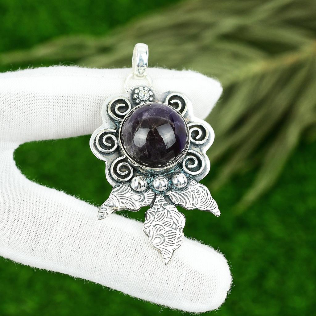 Friendship Day Deal 925 Silver Chevron Amethyst Gemstone Wife Pendant Jewelry