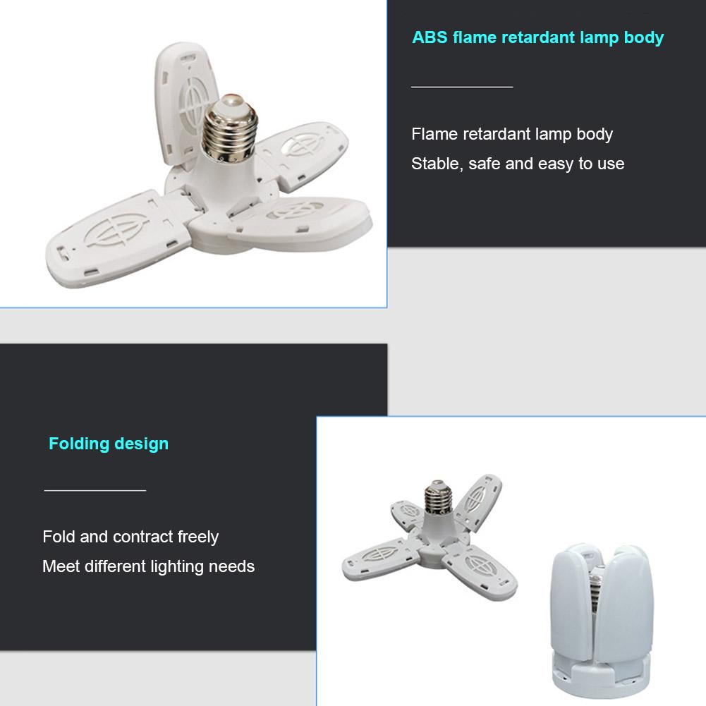 E27 Deformable LED Garage Lights Foldable Ceiling Lamp Home Warehouse Workshop Industrial Lighting Adjustable Panels 6500K Bulb