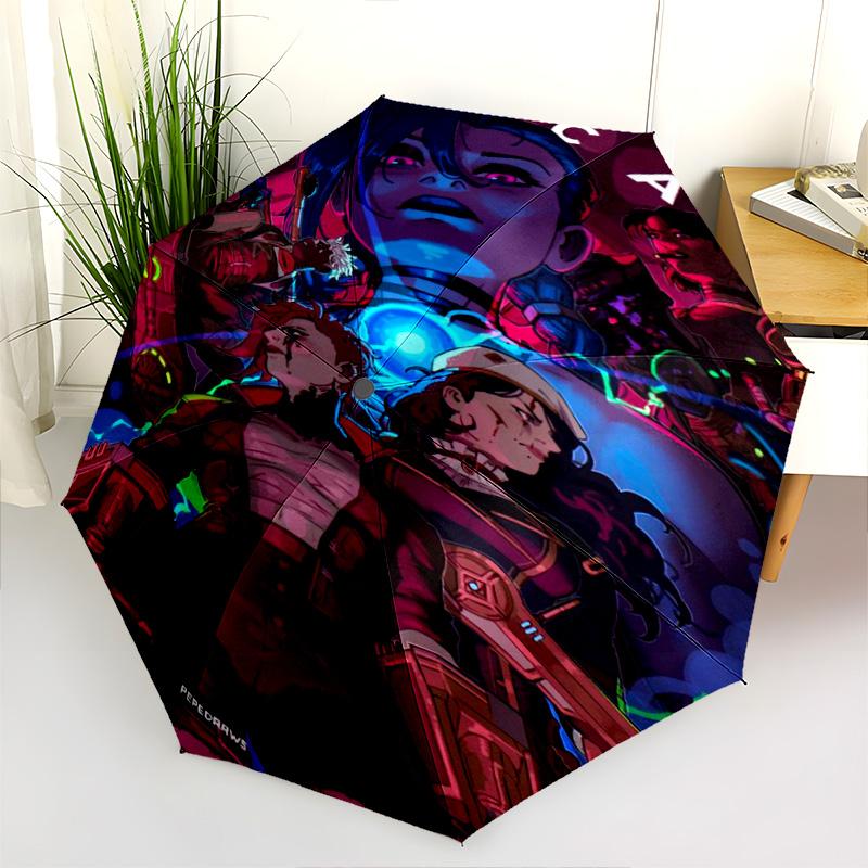 Blue Fury: Warrior's Resolve Folding Umbrella Suitable for All Seasons Umbrella Sun Umbrella Light Umbrella