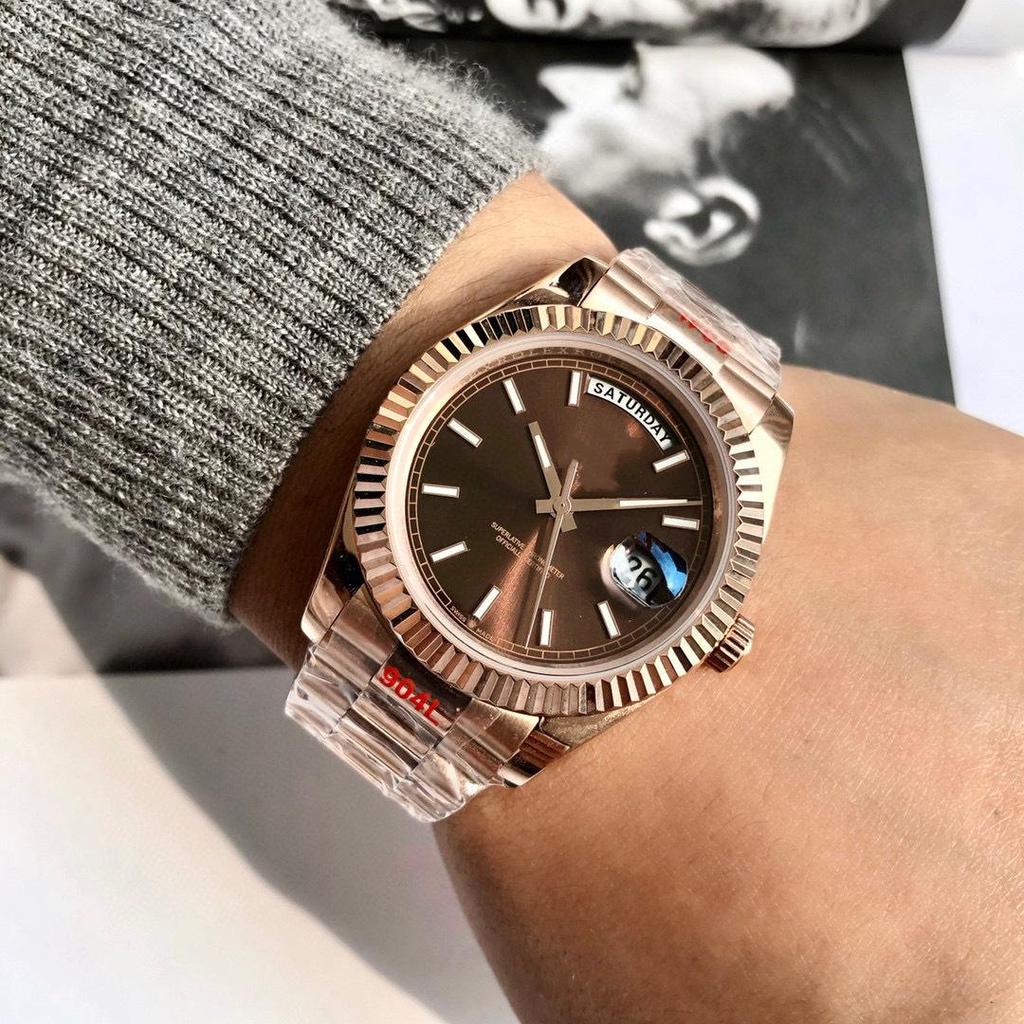 Relógio Mecânico Masculino Lao Jia GD Calendário Duplo Totalmente Automático Pulseira de Aço À Prova d'Água