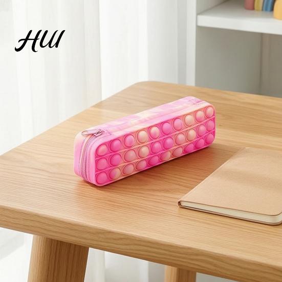 Silicone Pen Pouch Tie-Dye Pencil Case, Squeezable Soft Stationery Organizer for Kids Teens, Unique Safe Case Random Gradient Pattern Pouch, Creative
