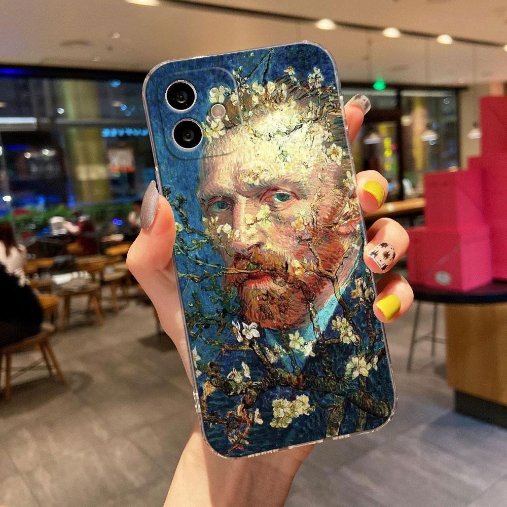 Van Gogh Painting Clear Phone Case For iPhone 15 14 11 12 13 Pro Max Mini XS XR 8 Plus Cover Cafe Terrace Starry Night Sunflower