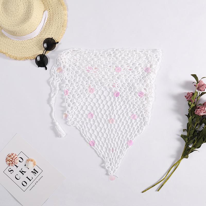 Hand-Crocheted Sequin Tie-Up Beach Cover-Up Dress