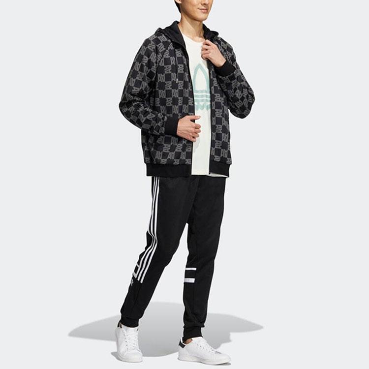 Adidas Logo Printed Hoodie With Drawstring Unisex Jackets Black HR3435