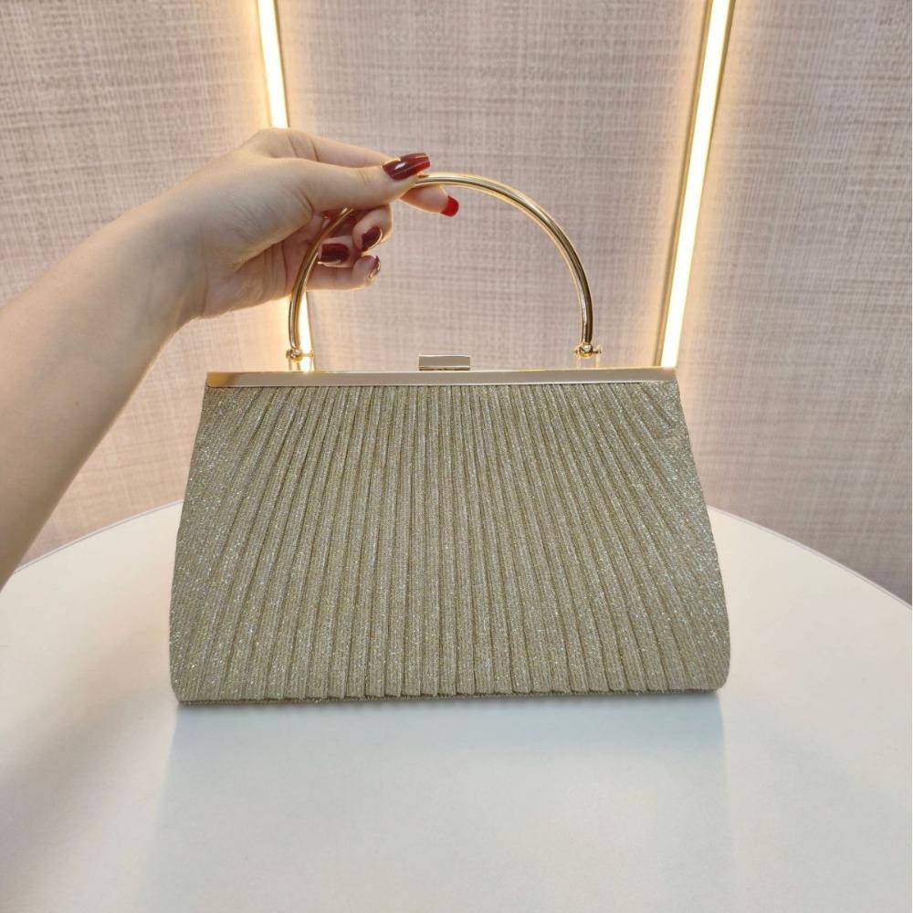 Shoulder Bag Fashionable Women Evening Handbag Elegant Glitter Crossbody Bag Pleated Luxury Chain Dinner Purse Storage
