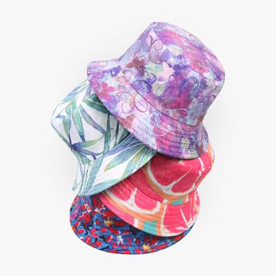 New Summer Women's Sunscreen Breathable Sun Hat Tie-dye Floral Print Bucket Hat Outdoor Sports Casual Fashion Sunshade Basin Cap