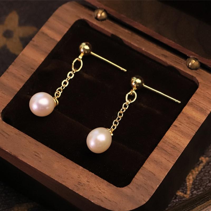Long Chain Tassel Design Natural Freshwater Pearl Drop Earrings S925 Silver Needle Luxury Women Pearl Jewelry