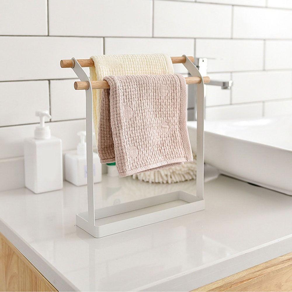 Double Bar Free Standing Towel Rack Metal Washcloth Dishcloth Hanger Towel Drying Rack for Home