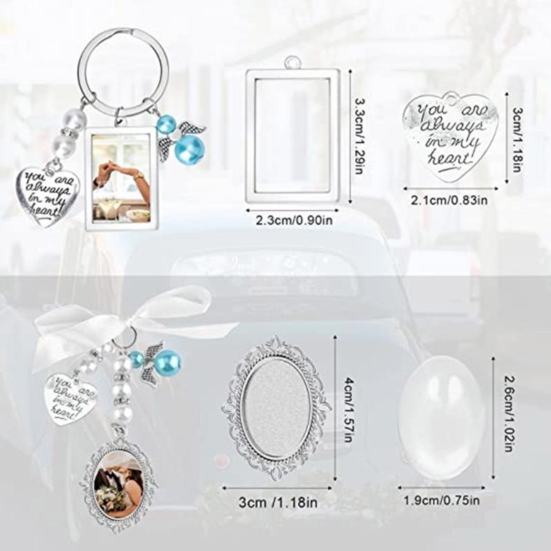 Wedding Bouquet Photo Charm Stylish Bouquet Pendant with Oval Glass Cabochons Heart Rectangle Pendant for Bridal Shower