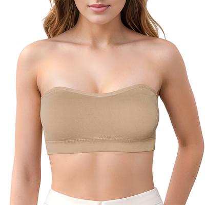 Strapless Bandeau Bra for Women Non-Slip  Padded Wireless Tube Top Bra