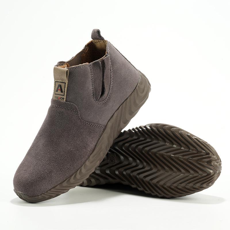 Men's All-Season Lightweight Slip-On Safety Shoes - Anti-Smash, Anti-Puncture, Ideal for Construction and Welding Work.