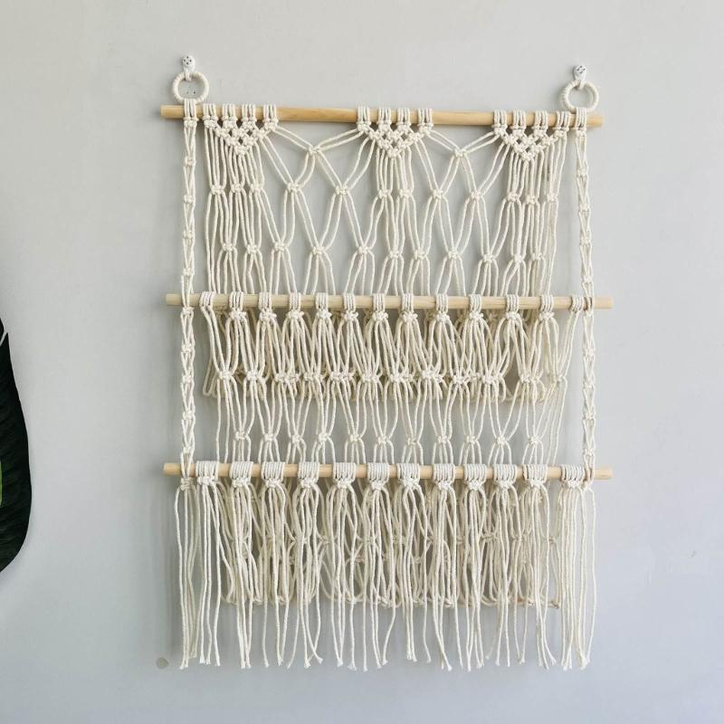 Wood Stuffed Toy Net Hammocks Hanging Toy Organizers Wall Mounted Storage Rack for Nursery Room Bedroom Kids Room Decors