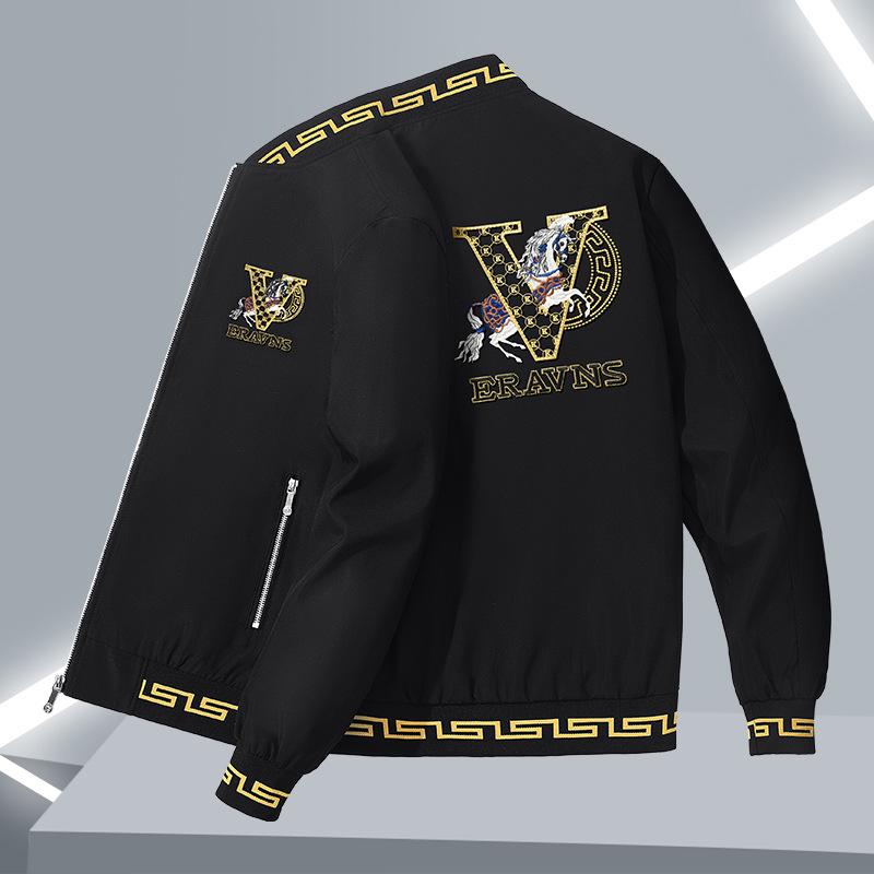 Europäische Herren-Stickjacke mit Stehkragen - Herbst/Winter Slim Fit, V-Ausschnitt, Verdickt, Mode