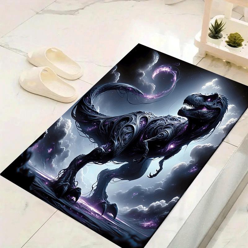 

1pc Blackened Tyrannosaurus Print, Design Indoor Area Rug - Soft, Anti-Slip, and Durable Gaming Room Decor for Bedroom 60cm by 90cm