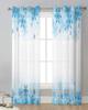 Christmas Winter Blue Snowflakes White Tulle Sheer Curtains for Living Room Bedroom Decor Window Curtain Voile Organza Drapes