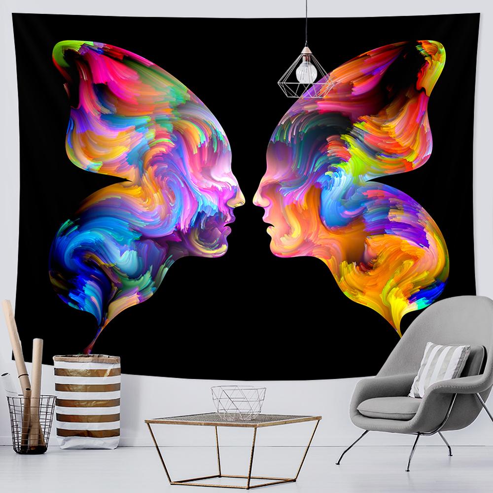 Colorful Abstract Couple Figure Art Tapestry Psychedelic Scene Hippie Boho Decor Tapestry Sheet Beach Towel Room Home Decor