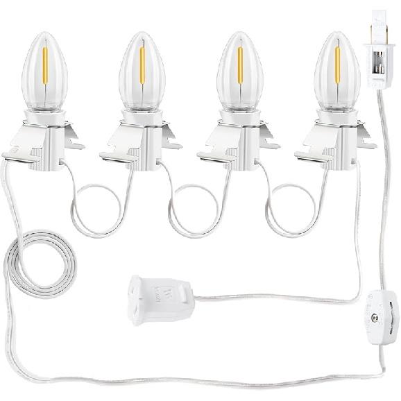 Accessory Cord with 10 Led Light Bulb, LED Light Bulb C7 Cord Clip Lights Christmas Cabin, for Christmas Village Houses Craft Decoration