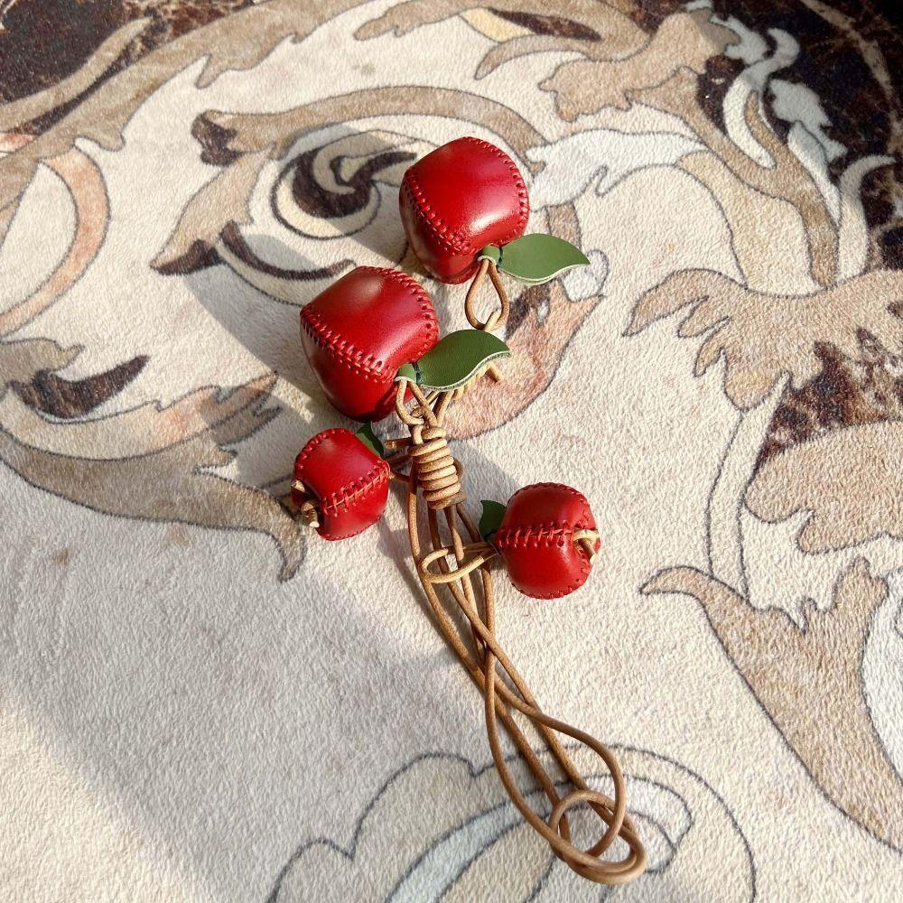 Pear Fruit Pendant Strawberry Bag Pendant Multi-color Leather Keychain  Car Accessory