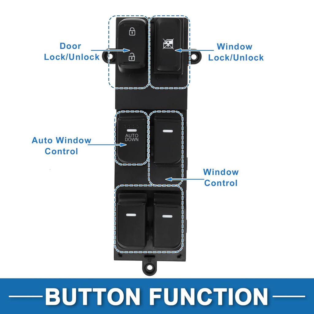 Power Window Switch No.935702T500 Front Left Driver Side Window Control Switch for Kia Optima 2014-2015 Black