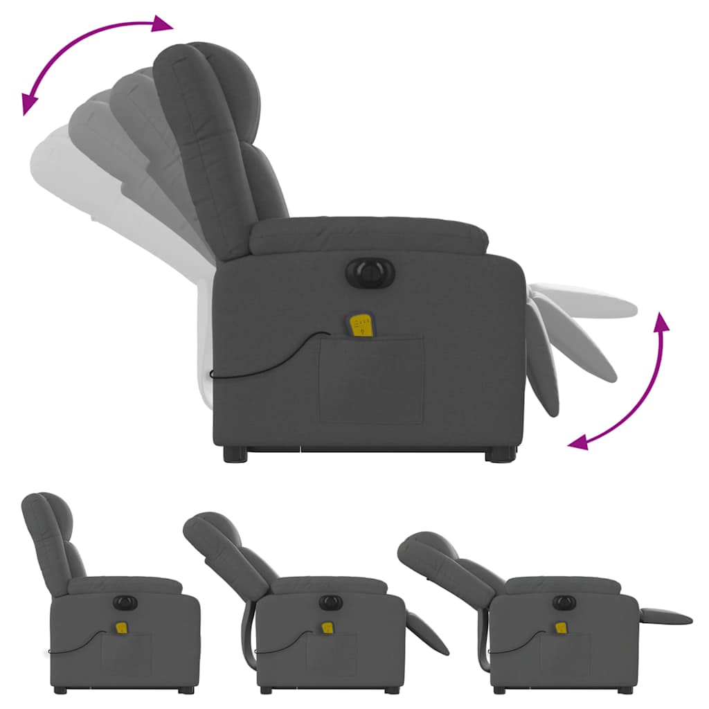 Vidaxl Lift-up Massage Chair, Electric, Reclining, Dark Grey