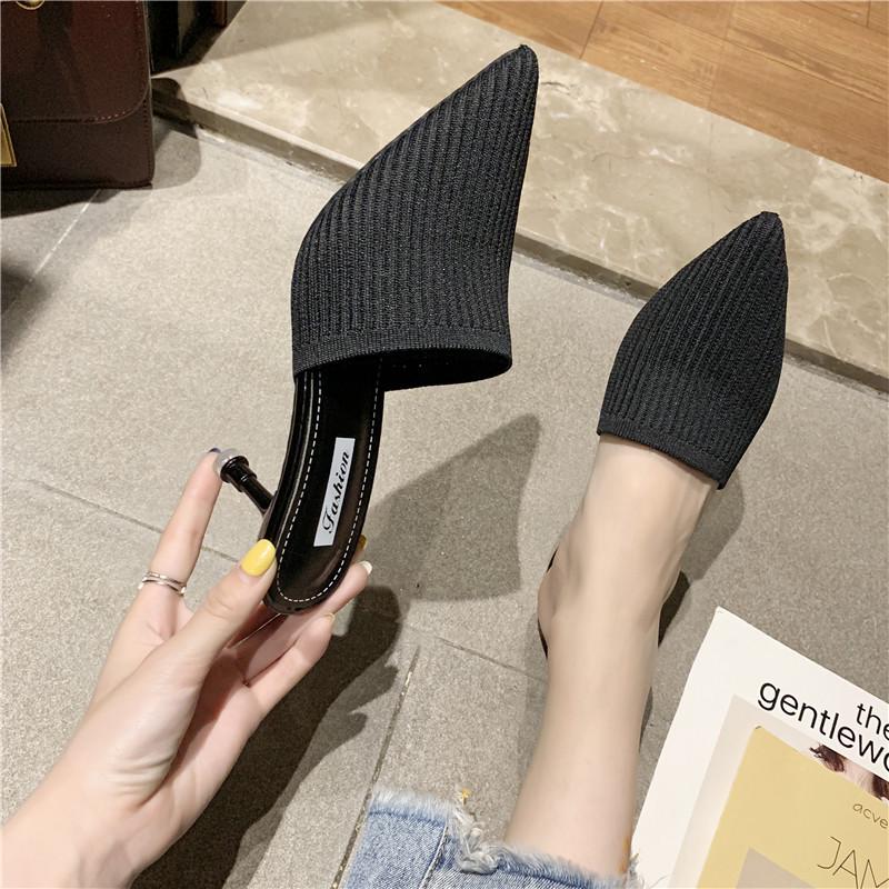 

Women s Summer Slippers Non-slip High Heels Lazy Outer Wear Sandals and Slippers 36 чорний