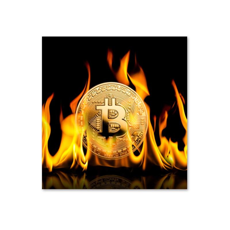 Gemälde mit dem Wert der Finanzsammlung Bitcoin an der Wand, Kunstdruck auf Leinwand, Posterdruck, Bild, goldenes Nachttisch-Bürodekor